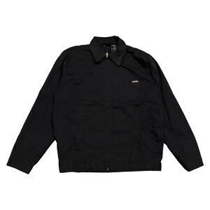 Dickies Men's Eisenhower Unlined Work Jacket Black Zip-Up Twill Coat Size Medium